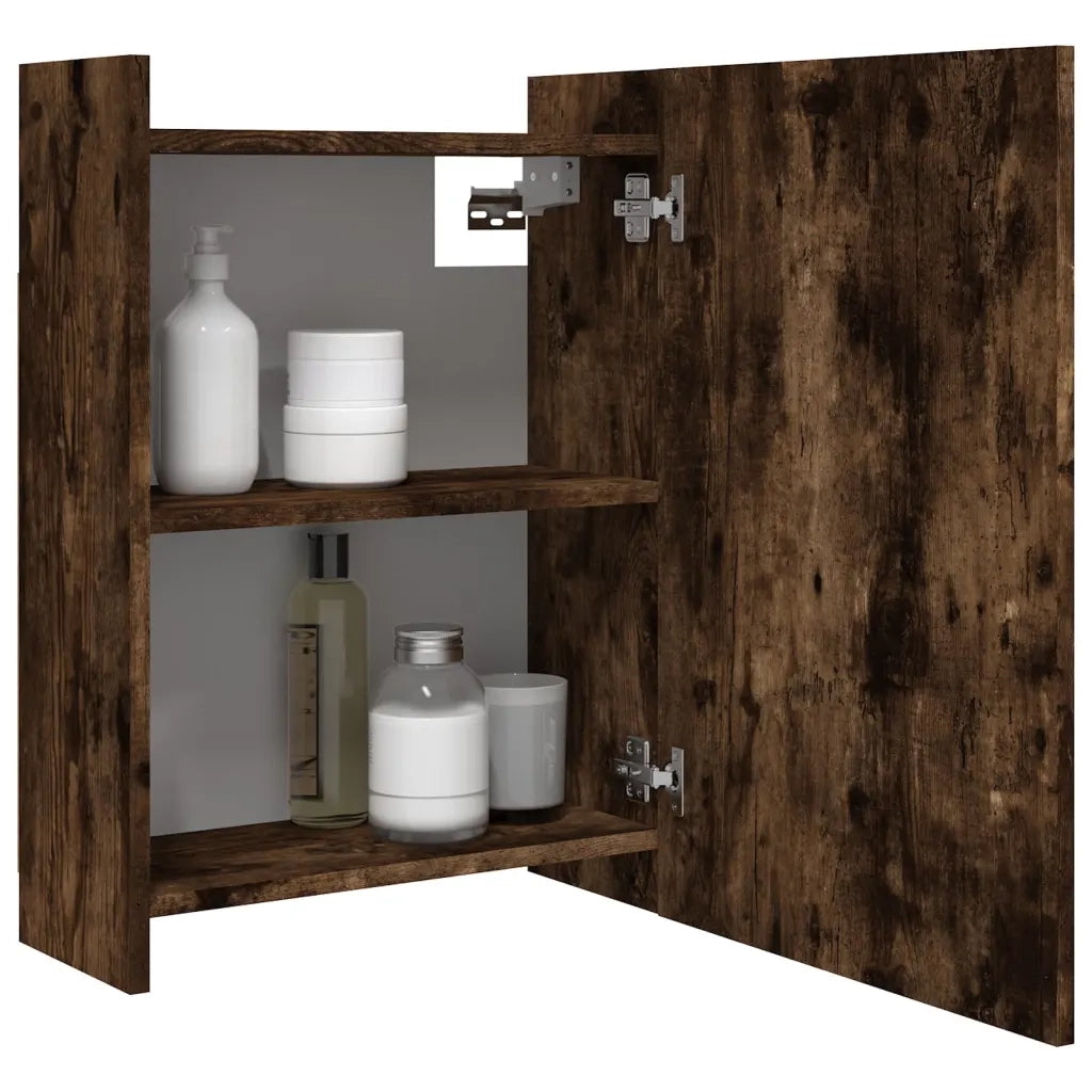 Mobile da Bagno con Specchio-Armadietto a Specchio da Bagno Rovere Fumo 62,5x20,5x64 cm Legno