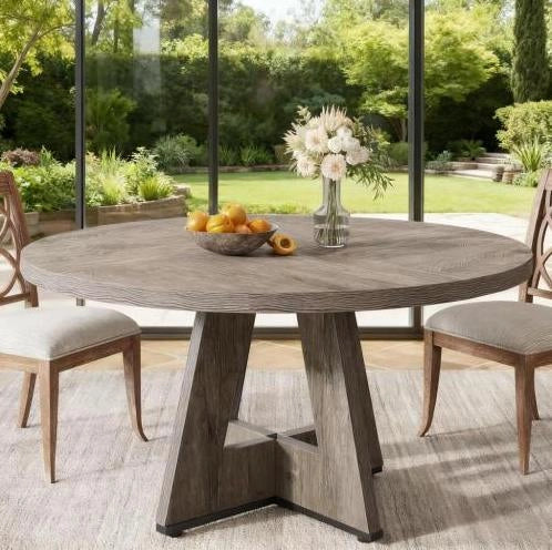 Tavolo da pranzo rotondo stile rustico Ø 120 cm grigio