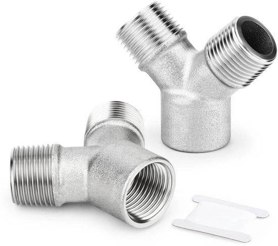Fitting a Y 3/8" BSP - 3 vie Buisfitting - Acciaio Inossidabile 304 - Divertitore di Flessibili - Pezzo di Connettore Maschile/Femminile - Connettore affidabile, impermeabile - Fitting