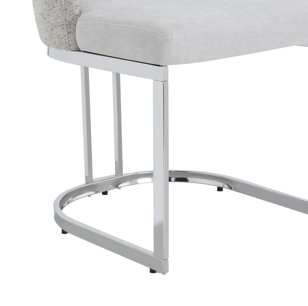 Set di 6 sedie da pranzo 61.5x53.5x86.0 cm con doppio schienale in chenille grigio e argento