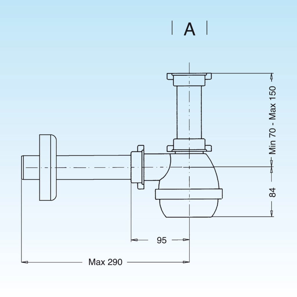 SIFONE TIPO M PER LAVELLI INOX AD 1 VIA SENZA PILETTA (MARCHIO LIRA)- 11/2- LIRA- pezzi 1