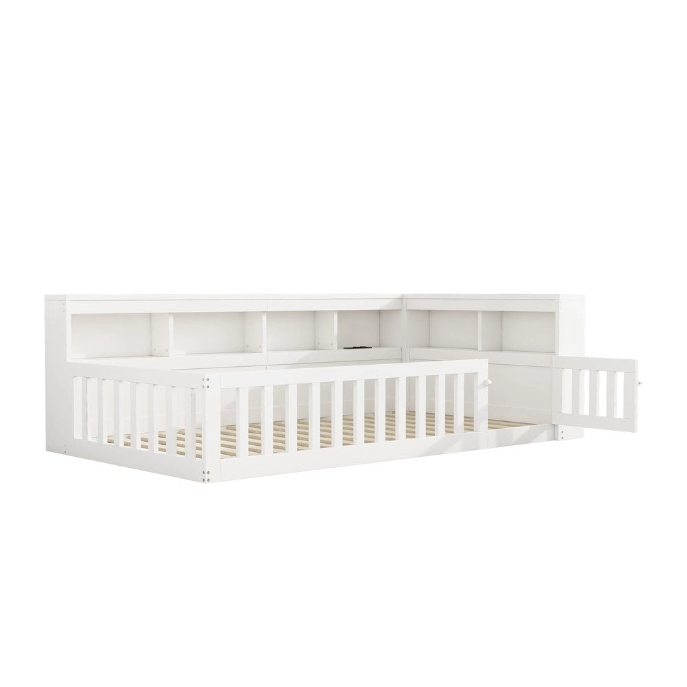 Divano Letto con Contenitore e Rete a Doghe ¨C MINIMAL ¨C Bianco 90x200