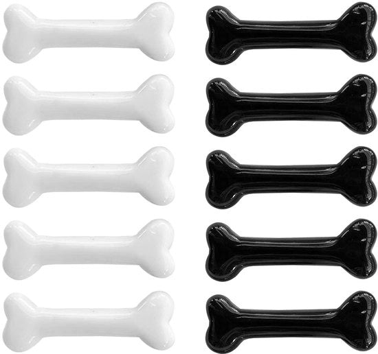 Spille per capelli in forma di botto - 10 pezzi - Plastica - Leggera - Sostenibile - Nero/bianco - Progettazione creativa - Ferri per capelli