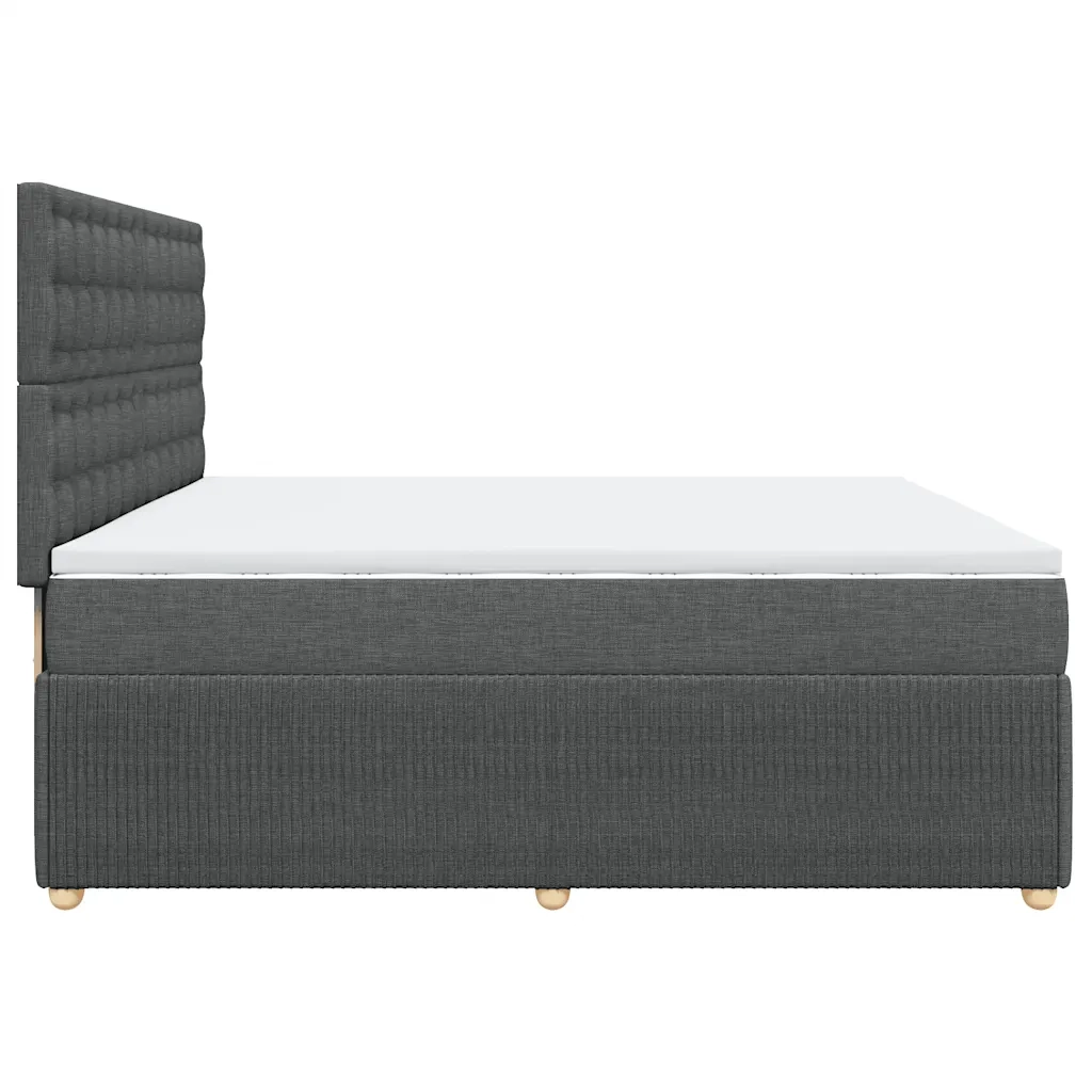 Giroletto a Molle con Materasso Grigio Scuro 200x200 cm Tessuto