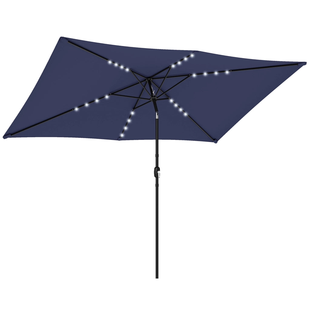 Ombrellone LED Solare 300x200 cm Pieghevole ¨C zephmum ¨C Blu Marino