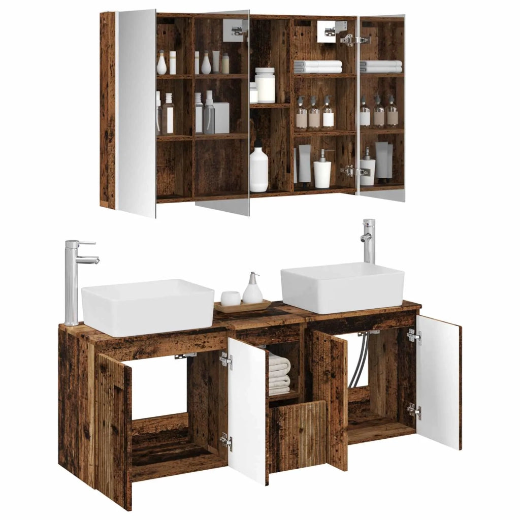 Set di Armadi da Bagno 4 pcs Legno antico Legno ingegnerizzato 3406429