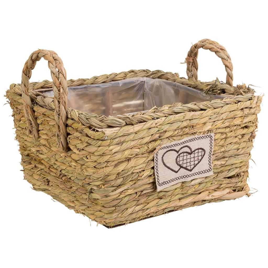 Cesto in corda intrecciata marrone 27x27x14h