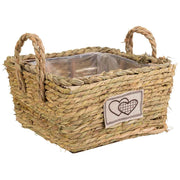 Cesto in corda intrecciata marrone 27x27x14h