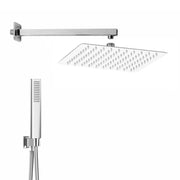 Set doccia in acciaio inox con soffione ultra slim 25x25 cm braccio doccia e kit doccino in ottone cromo lucido