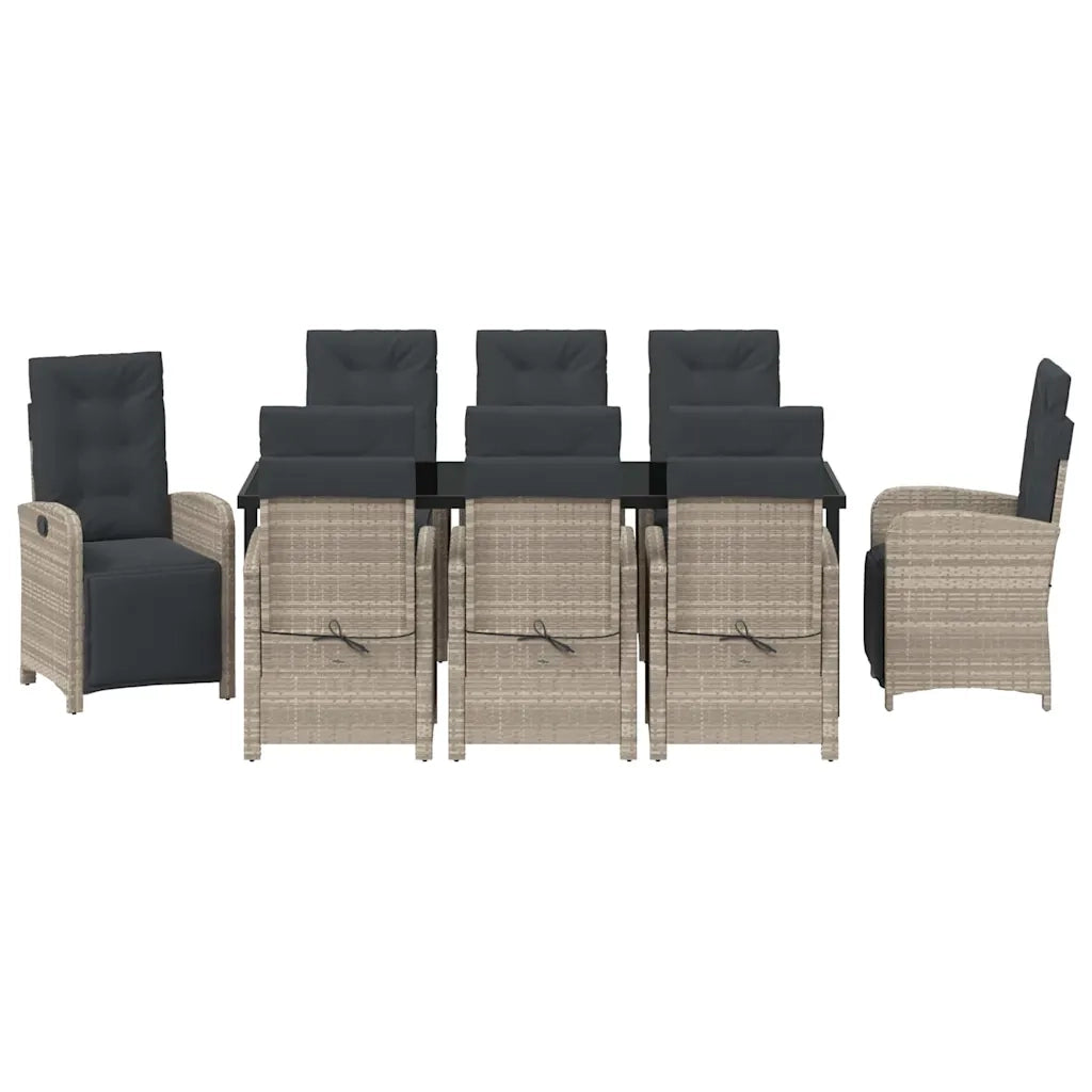 Set da Pranzo per Giardino 9 pcs Grigio chiaro polyrattan 3380350
