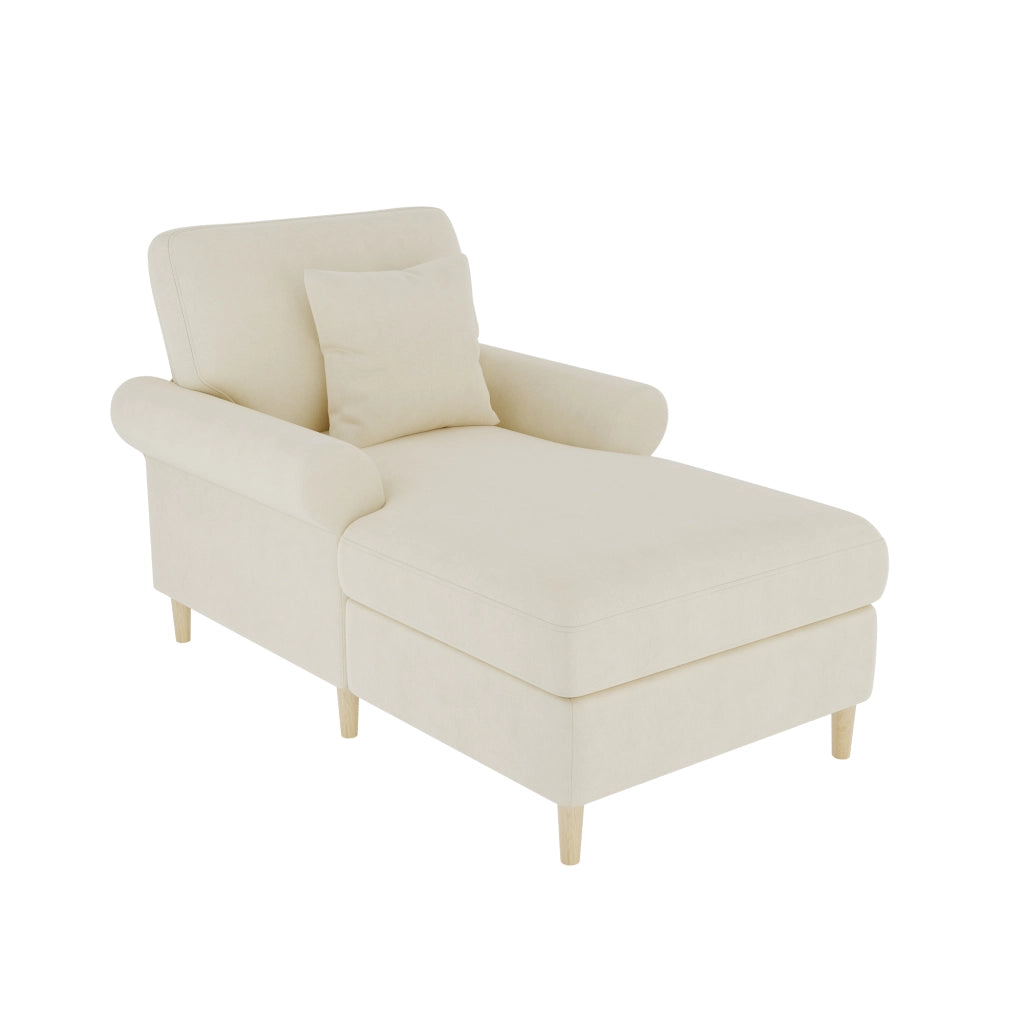Poltrona relax con funzione reclinabile e cuscino, in Velluto, Beige