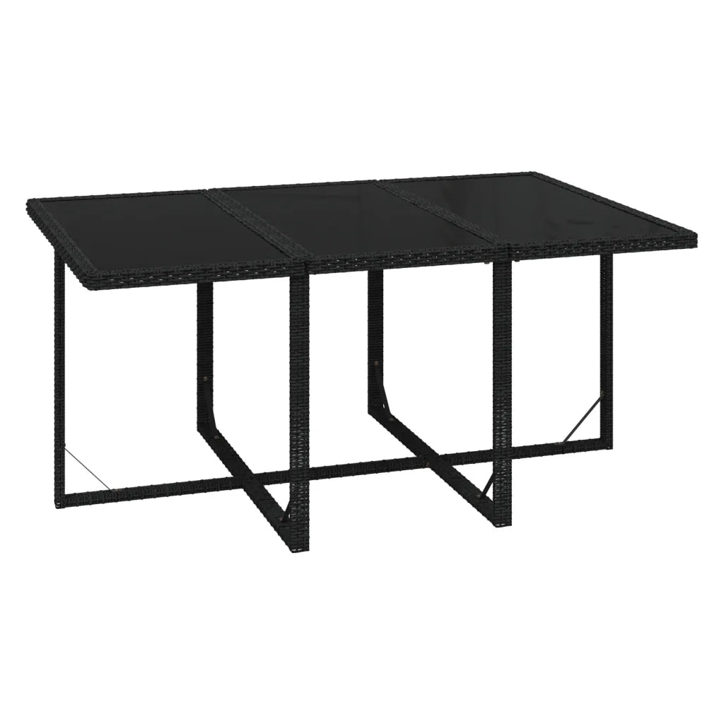 Set da Pranzo da Giardino 7 pz Nero con Cuscini in Polyrattan 3095530