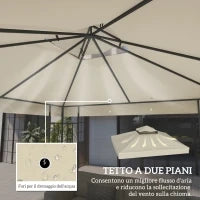 Copertura per Gazebo da Giardino 3x3m, Tetto Sostitutivo UPF30+ a 2 Livelli in Poliestere, Crema