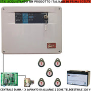 Centrale Antifurto Diana 2 Zone Batteria 12 V 7 Ah 5 Chiavi TAG 2 Meccaniche Impianto Filo. Gestisce Sensori Ingresso Con Comando Remoto di Telegestione Uscita Sirene Combinatore Videocamera Fumogeno