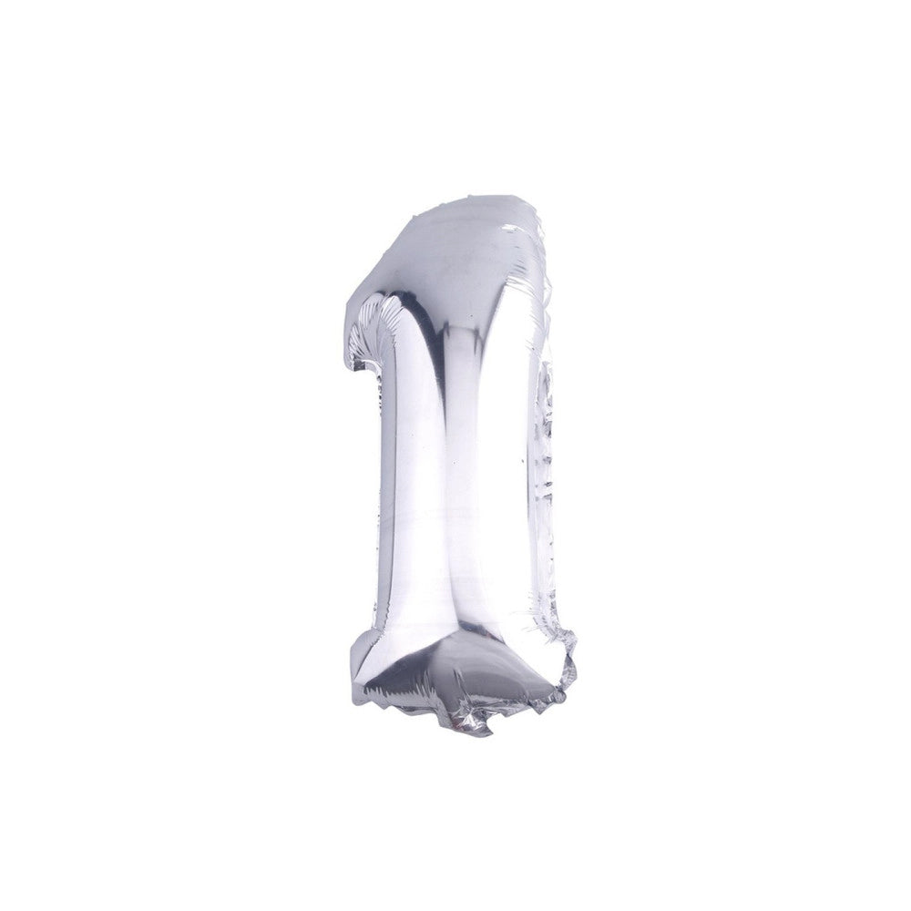 Trade Shop - Palloncino Numero 1 Gonfiabile Elio Argento 35 Cm Compleanno Festa Party Casa -