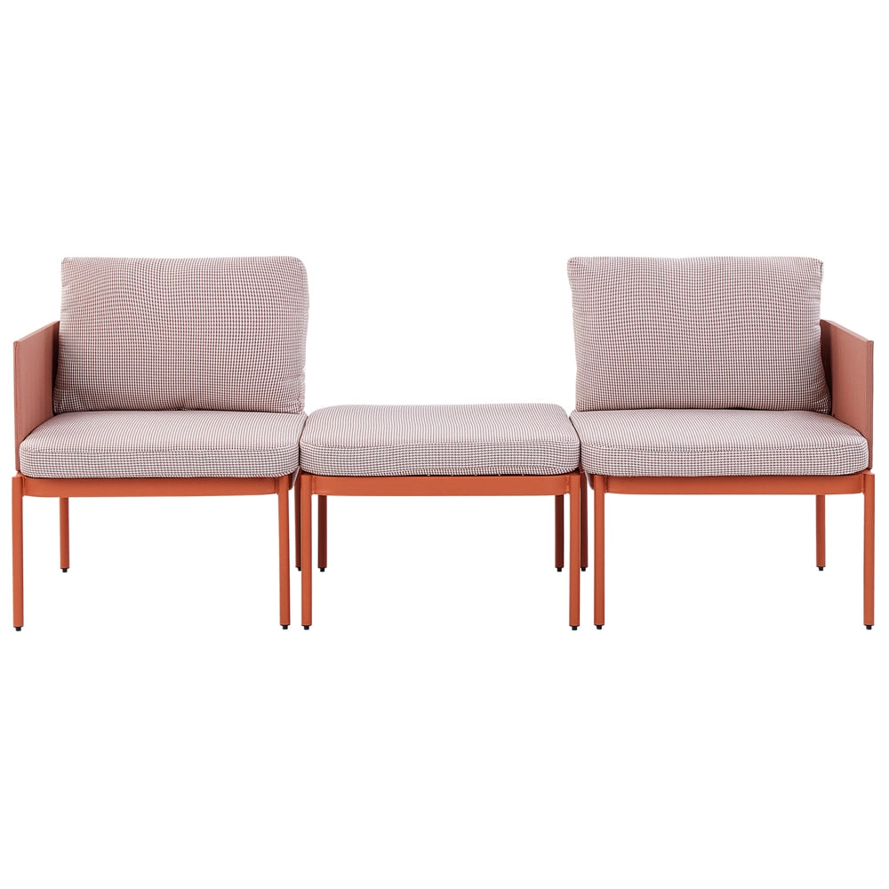 Set soggiorno giardino 2 posti in metallo robusto color arancio bianco esterno