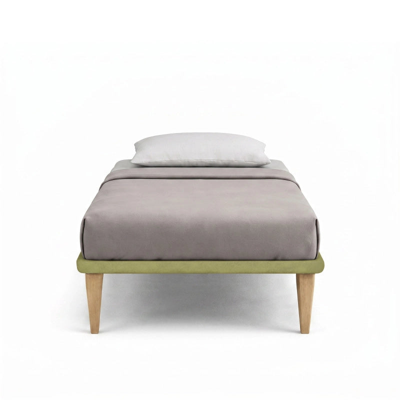 Letto imbottito Singolo 80x200 cm Tessis - Con rete,Microfibra,Tè verde