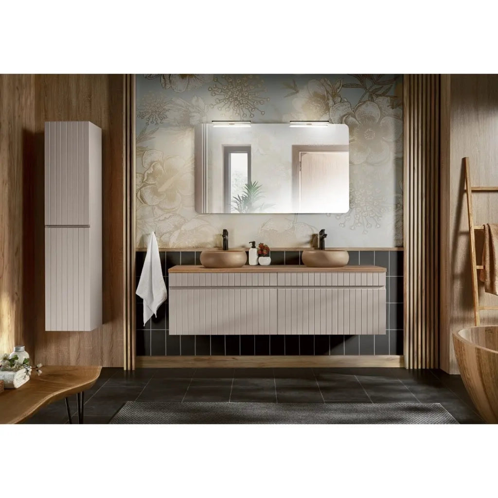 Colonna ICON 160 cm – Finitura marrone congo – 2 porte – Mobile da bagno sospeso