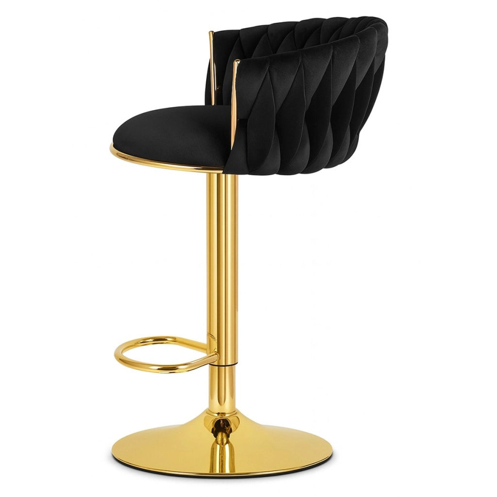 Sgabello bar MIG in velluto nero con base dorata