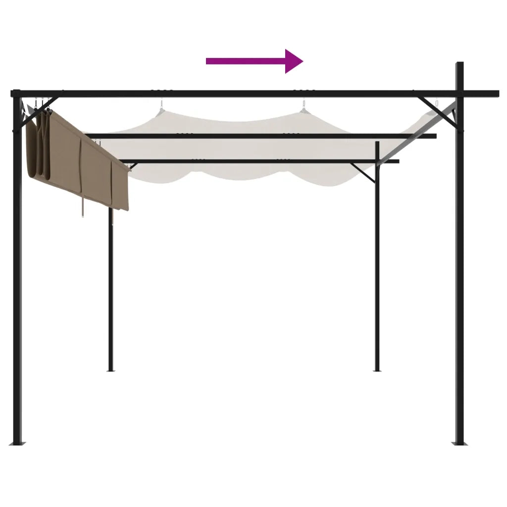 Pergola con Tetto Retrattile Tortora 295x292x230 cm 360115