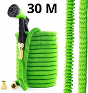 Serpentino Flessibile per Giardino 30 Metri – Estensibile Senza Angoli – Testa di Aspersore 8-in-1 – Connettori in Ottone – Leggero e Compattibile