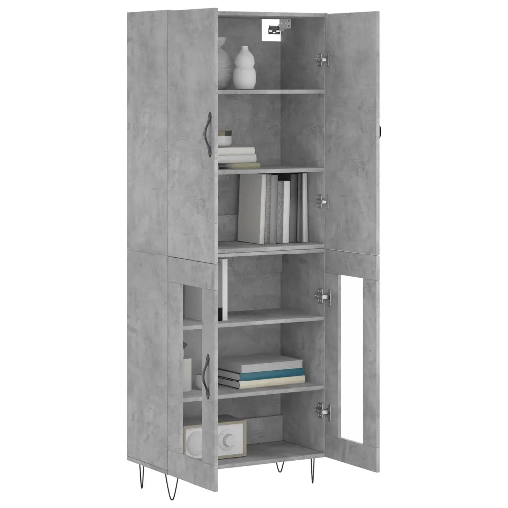 Credenza | Madia | Buffet da pranzo | Armadio da pranzo Grigio Cemento 69,5x34x180 cm in Legno Multistrato