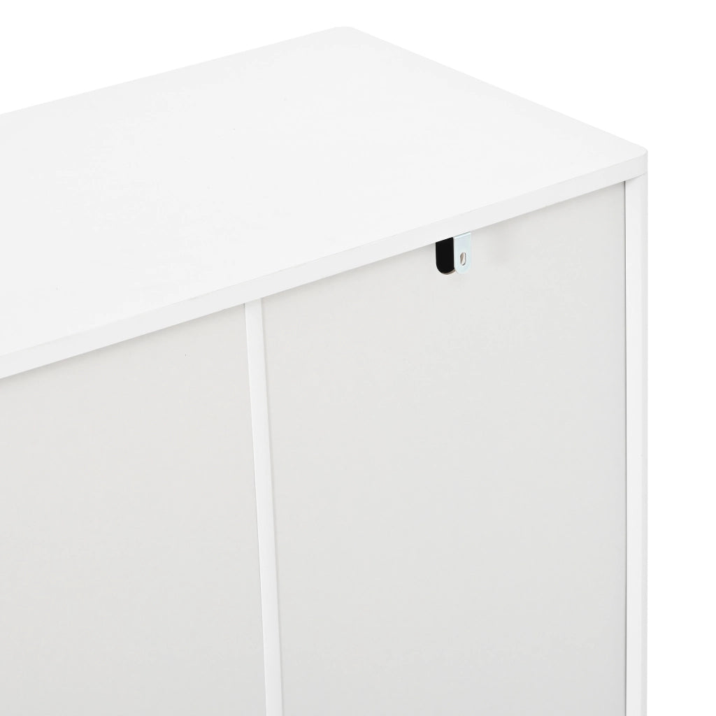 Credenza e madia a 4 ante con 2 vani interni, per soggiorno, in MDF e pannello truciolare bianco 140 × 40 × 74 cm