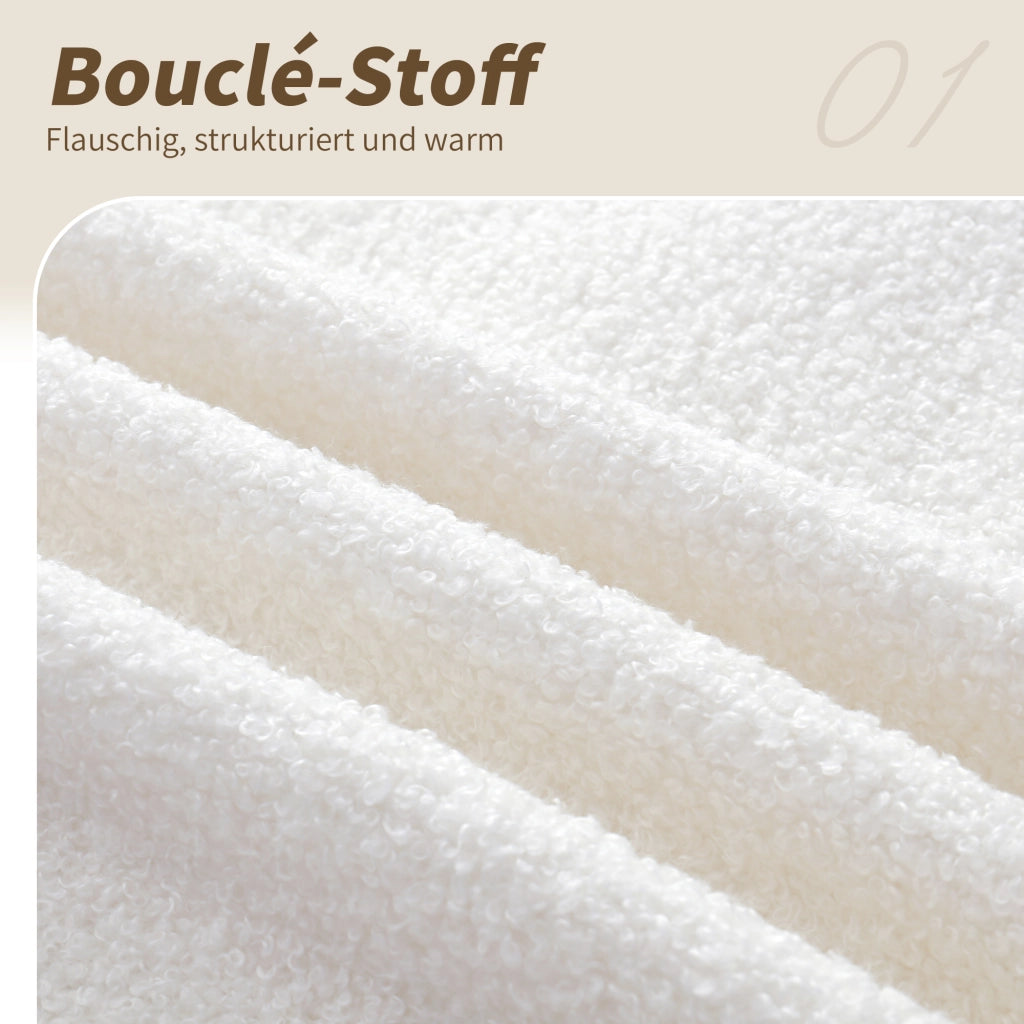 Letto Singolo 90x200 cm con Contenitore; Testiera Imbottita; Bouclé Beige