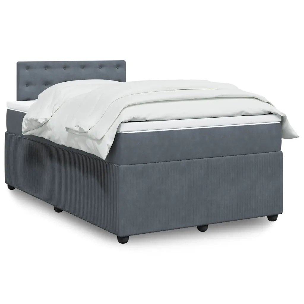 Giroletto a Molle con Materasso Grigio Scuro 120x200 cm Velluto