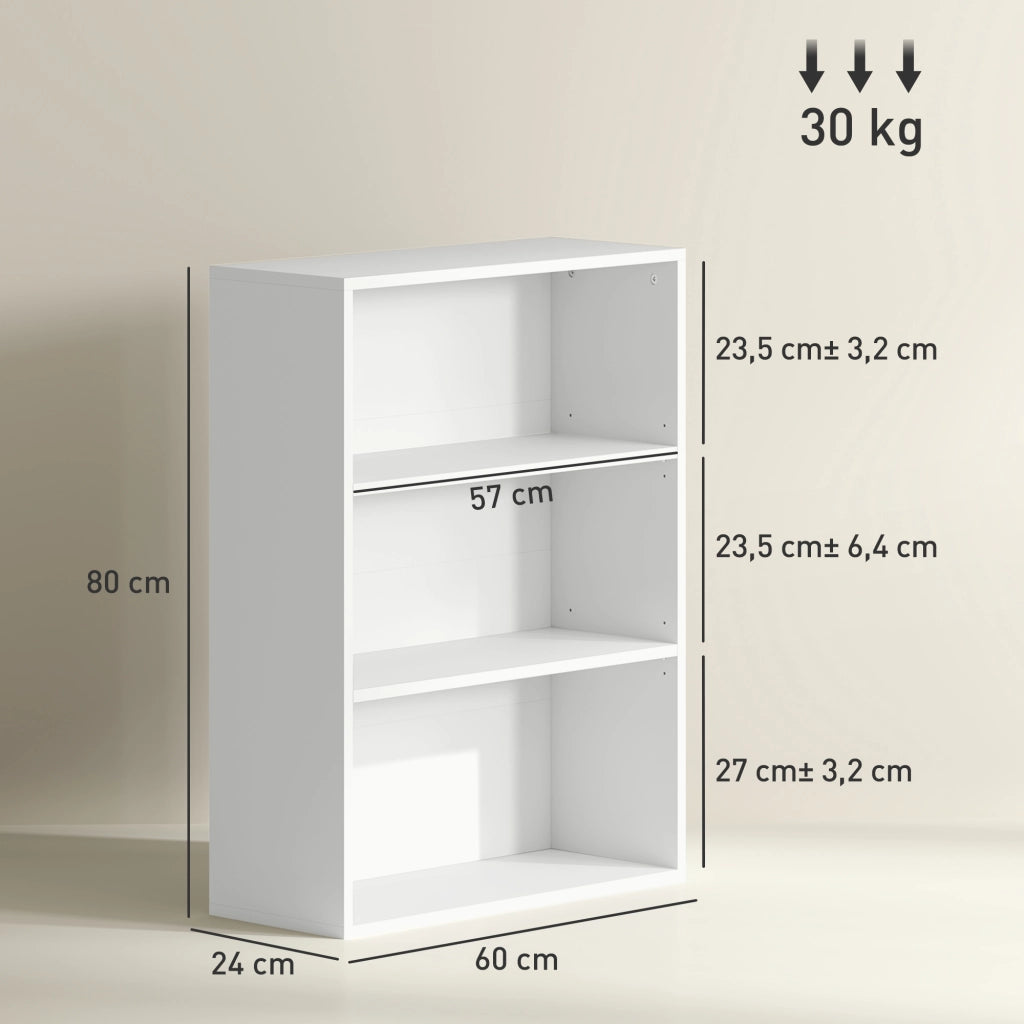 Libreria a Parete con Ripiani Regolabili ¨C zephmum ¨C 60x24x80 cm Bianco