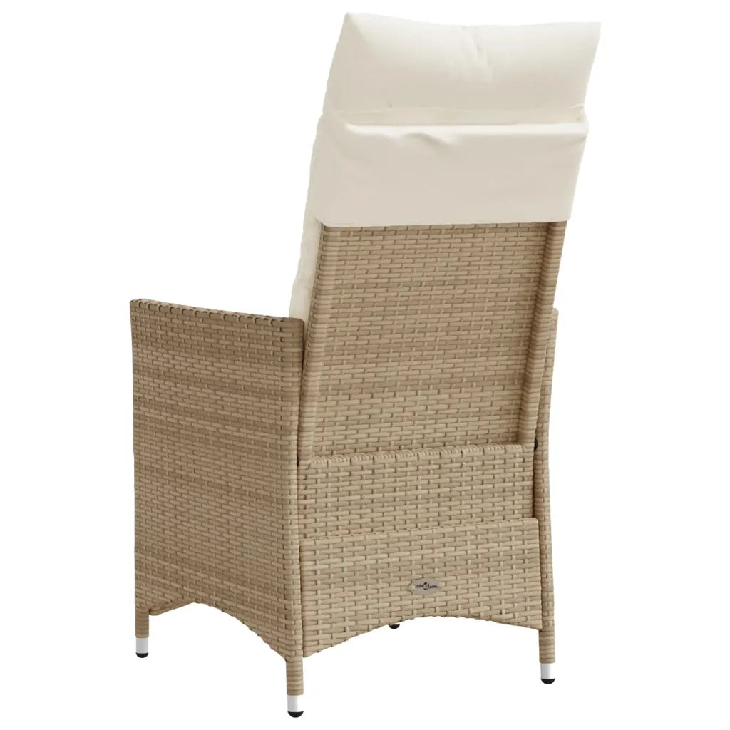 Sedie Reclinabili da Giardino 2pz con Cuscini Beige Polyrattan 365648