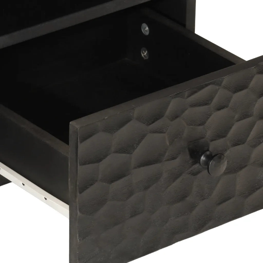 Mobile Porta TV Nero 70x33x46 cm in Legno Massello di Mango 356820