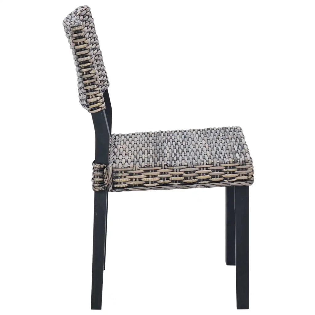 Sedia da pranzo 2 pcs Nero Lavato 46 x 55 x 84 cm Rattan Kubu