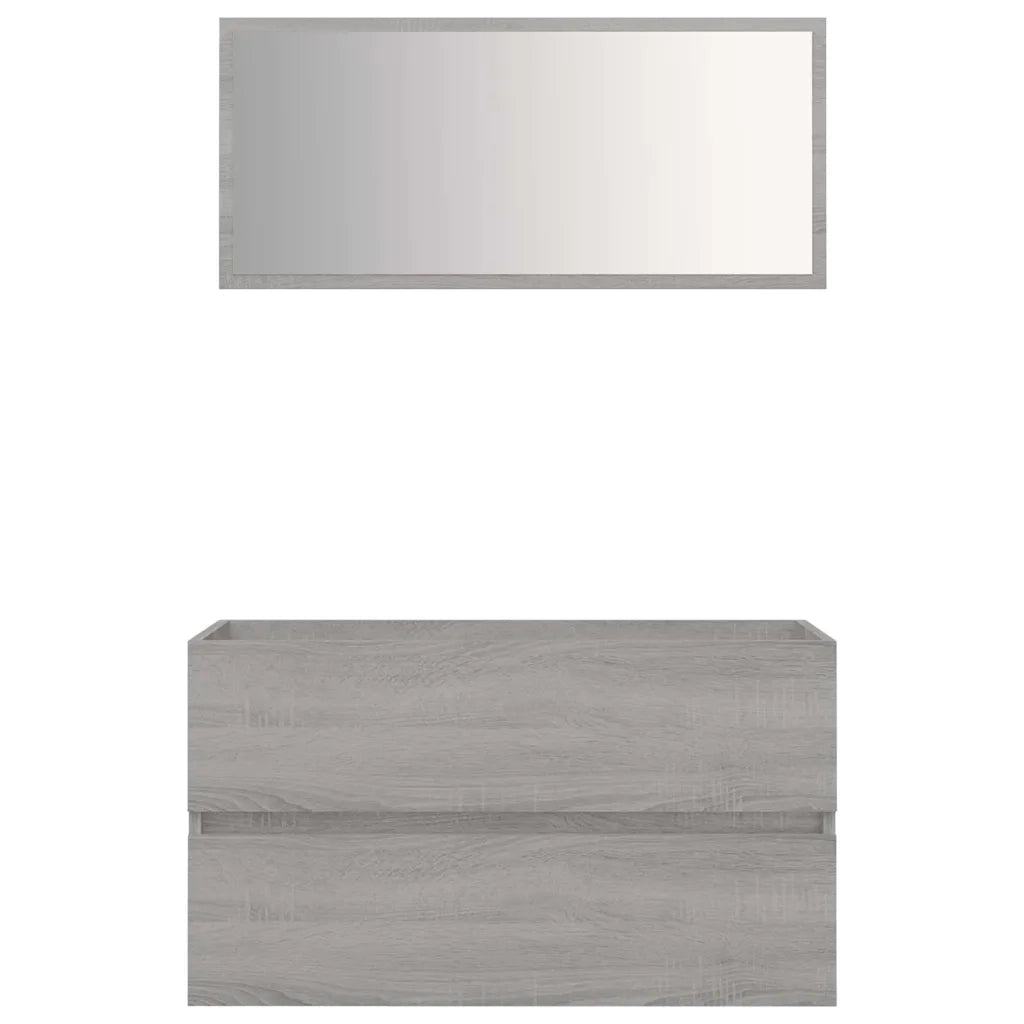 Set Mobili da Bagno | Armadio da bagno 2 pz Grigio Sonoma in Legno Multistrato