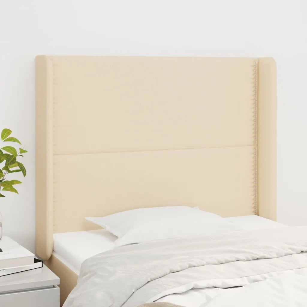 Testiera ad Orecchio Crema 93x16x118/128 cm in Tessuto 3119427