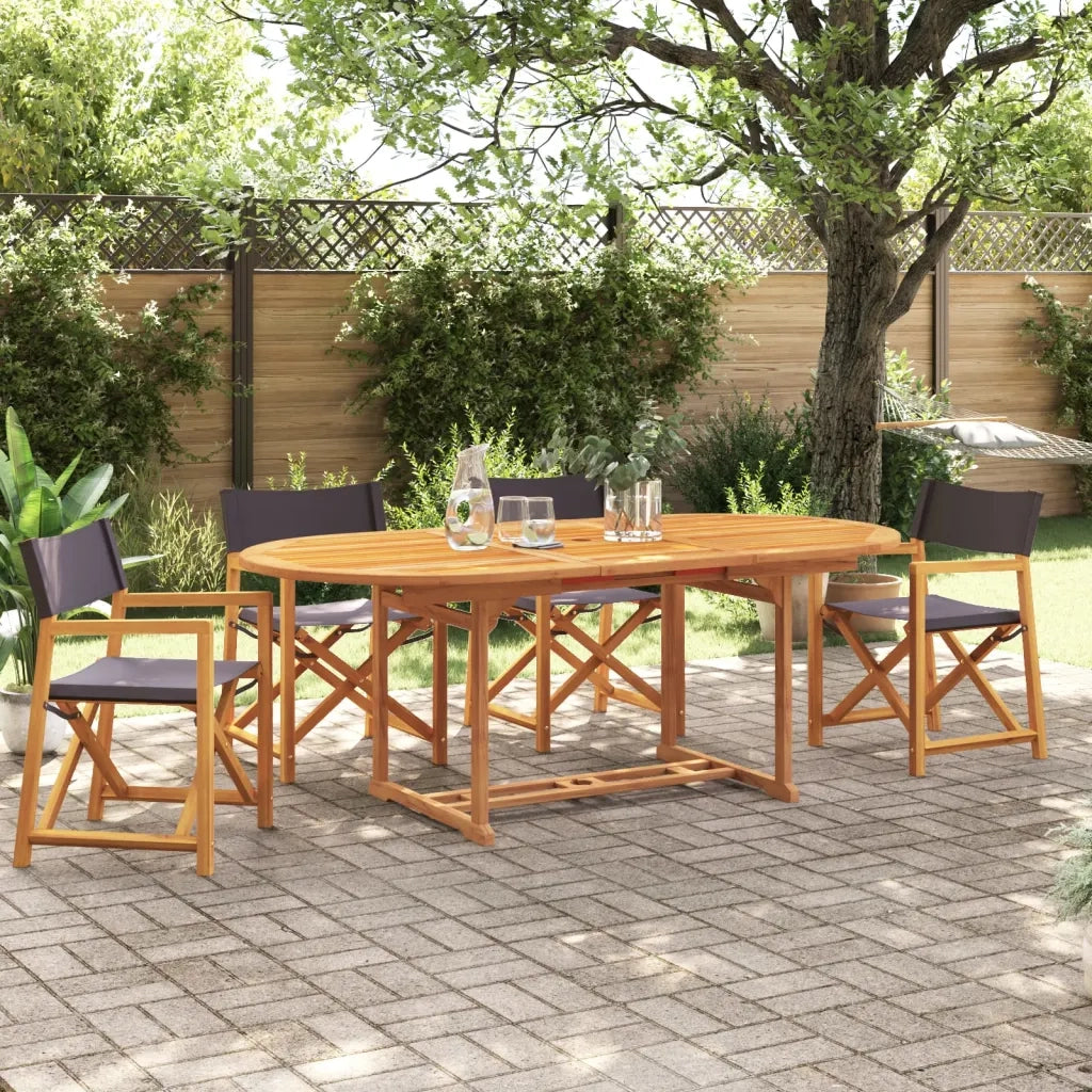 Sedie da Giardino Pieghevoli 4 pz | Sedie da Esterno Grigio Scuro in Tessuto