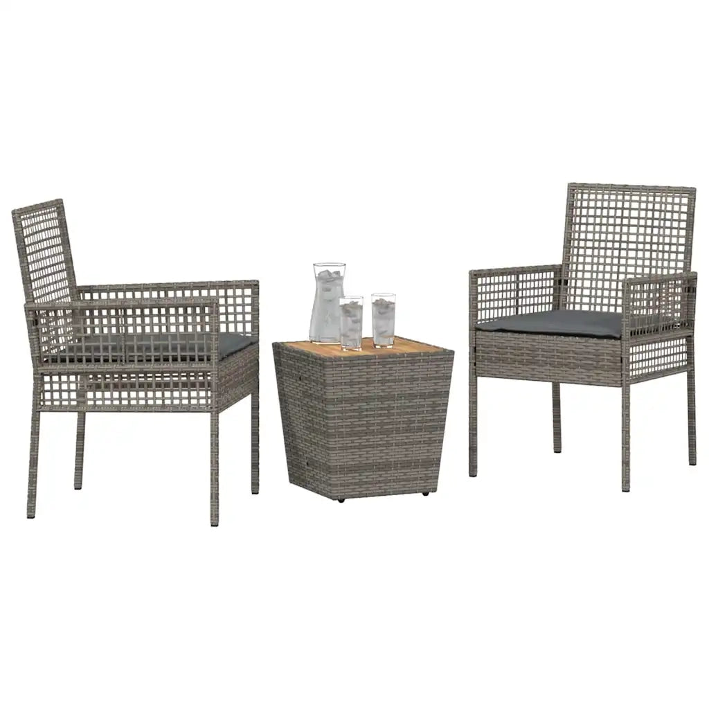 Set Bistro da Giardino 3 pz | Set Salotto da Giardino Grigio polyrattan