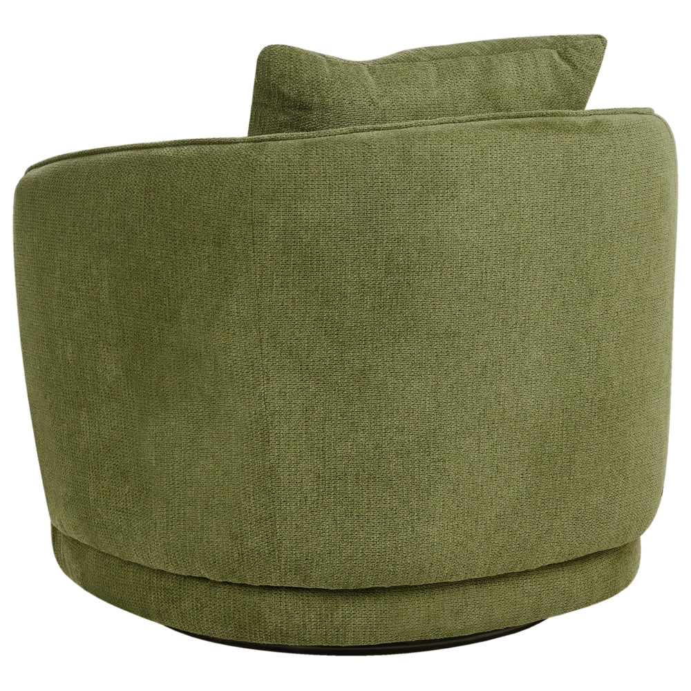 Poltrona Verde Poliestere Cuscino Girevole Sfoderabile Schienale Rotondo Stile Retro Glam Soggiorno