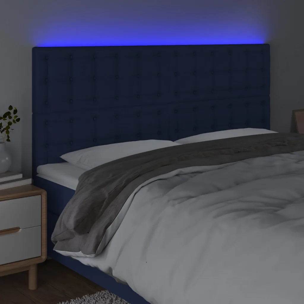 Testiera | Testata a LED blu 200x5x118/128cm in Tessuto