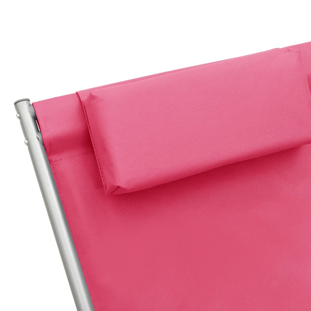 Lettino Prendisole | Sedie a Dondolo 2 pz in Acciaio Rosa