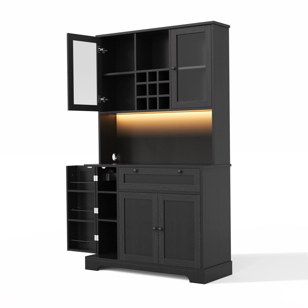 Armadio Cucina con Vetrina, LED e Ripiani ¨C MINIMAL ¨C 180x105x40