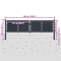 Cancello per Giardino in Acciaio 300x100 cm Antracite cod mxl 40086
