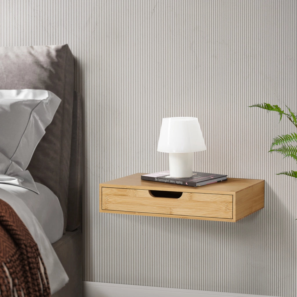 Set Bokn di 2 Mensole con Cassetto Integrato 40 x 24 x 8 cm Bambù - Naturale [en.casa]