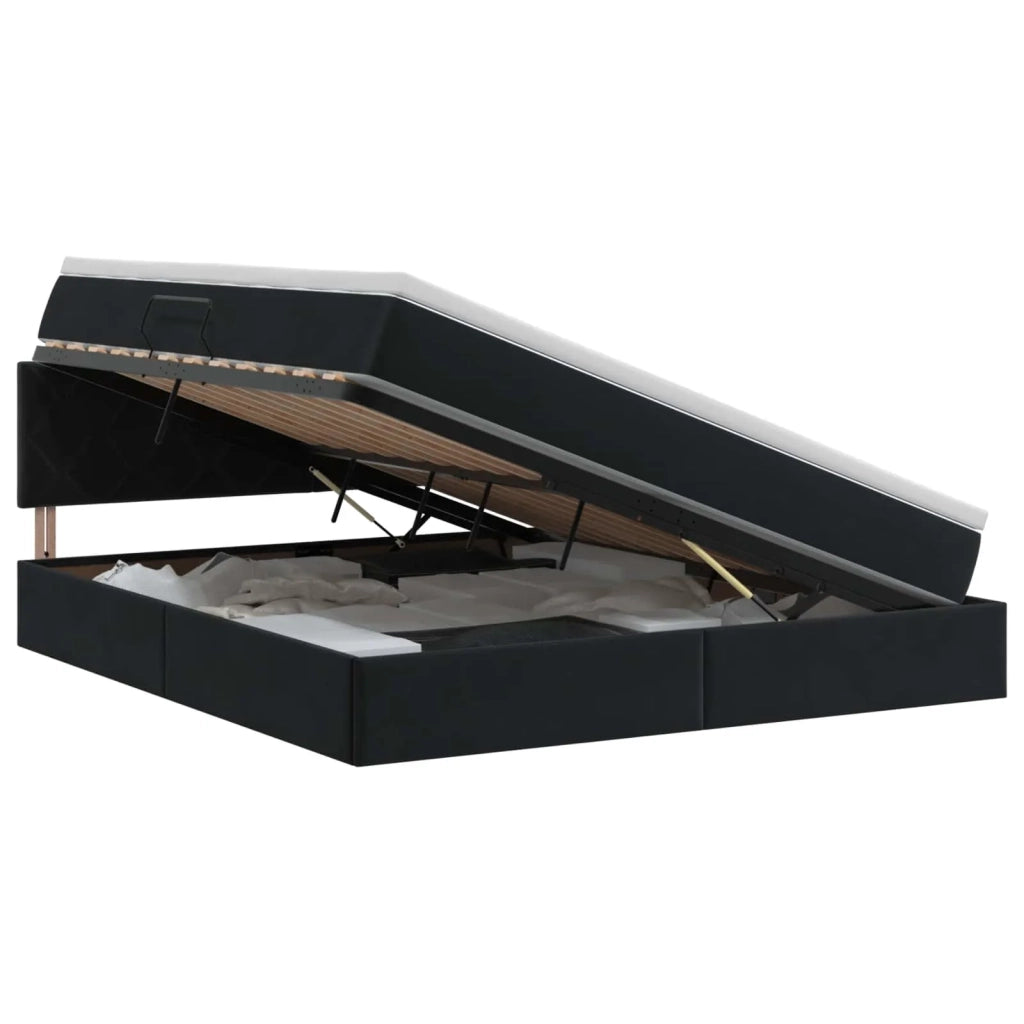 Letto con Contenitore con testiera Nero 160 x 200 cm Velluto 3458879