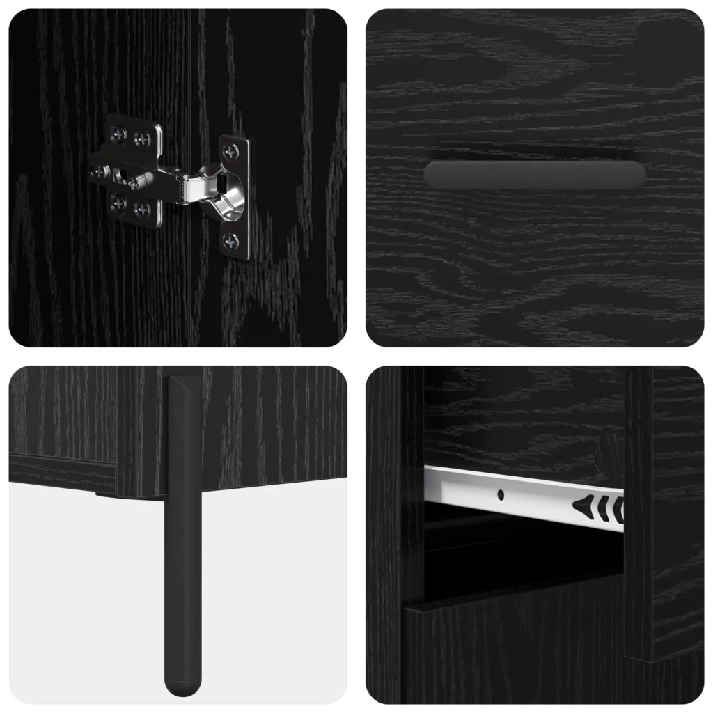 Credenza | Madia | Buffet da pranzo | Armadio da pranzo Rovere Nero 69,5 x 34 x 90 cm Legno multistrato