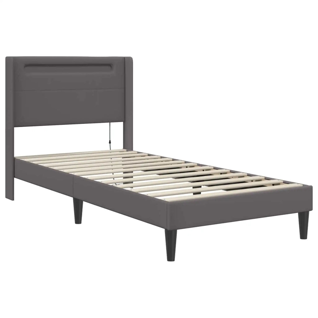 Struttura letto con materasso Grigio 90 x 190 cm Similpelle 3414894