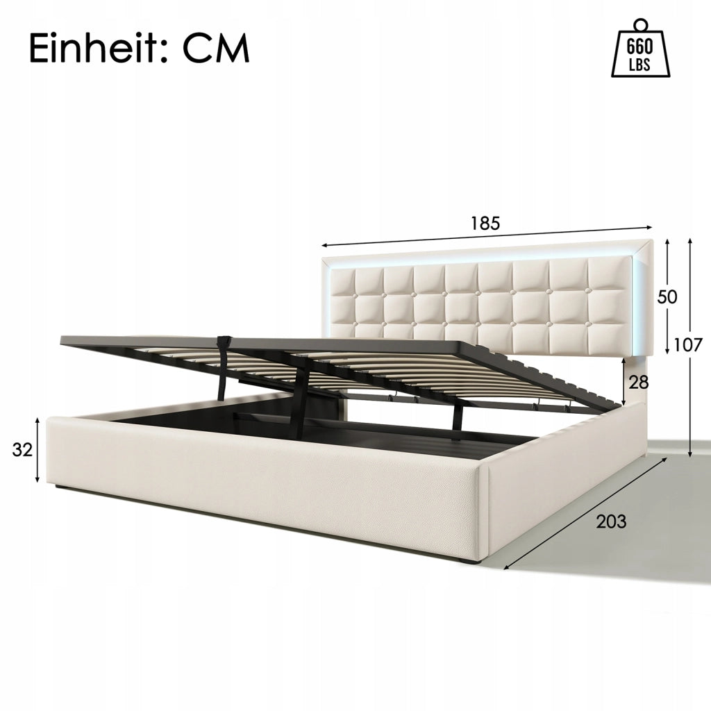 Letto contenitore 180x200 LED Bianco - Xylo