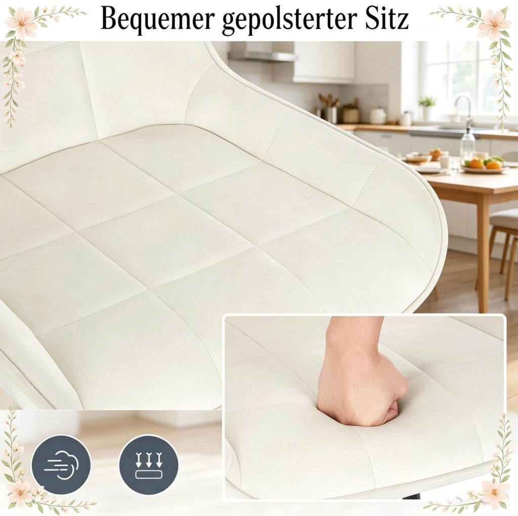 Set di 4 sedie imbottite in velluto con gambe in metallo