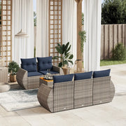 Set Divani da Giardino 6 pz con Cuscini Grigio in Polyrattan 3224892