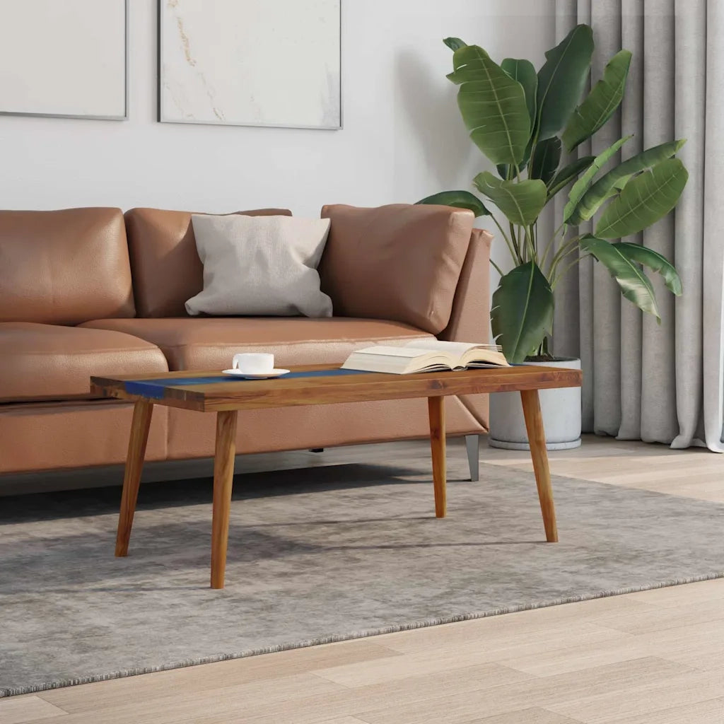 Tavolino da Salotto in Legno di Teak e Resina 100x50x40 cm 245067